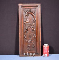 Antique French Carved Walnut Wood Panel with Dragon/Griffin Salvage