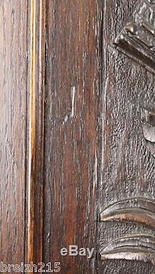 Antique French Carved Wood Architectural Panel Door Hunting scene