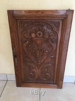 Antique French Carved Wood Architectural Panel Door with griffin chimera