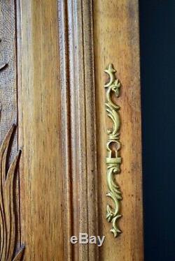 Antique French Carved Wood Door Panel Scroll Griffin 1