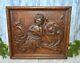 Antique French Carved Wood Figural Cherub Mermaid Framed Panel Pediment Acanthus