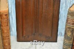Antique French Carved Wood Linen Fold Architectural Cabinet Panel Pediment