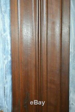 Antique French Carved Wood Linen Fold Architectural Cabinet Panel Pediment