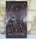 Antique French Deep Carved Architectural Panel Door Solid Walnut Wood