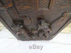 Antique French Deep Carved Architectural Panel Door Solid Walnut Wood