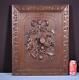 Antique French Deeply Carved Panel In Solid Oak Wood Salvage With Bow