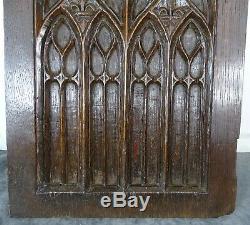 Antique French Gothic Revival Panel Carved Oak Wood Salvage Fleur de Lys