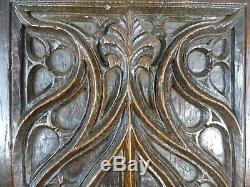 Antique French Gothic Revival Panel Carved Oak Wood Salvage Fleur de Lys