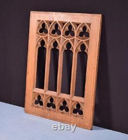 Antique French Gothic Revival Panel in Solid Light Oak Wood Salvage
