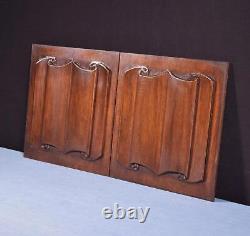 Antique French Gothic Revival Panels in Solid Walnut Wood withLinen Fold Carvings