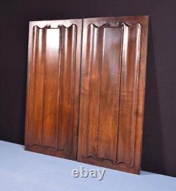 Antique French Gothic Revival Panels in Solid Walnut Wood withLinen Fold Carvings