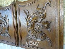Antique French Hand Carved Oak Rococo Wood Panel Louis XVStyle Roses Wall Plaque