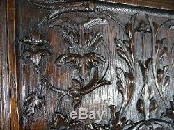 Antique French Hand Carved Oak Wood Architectural Cabinet Door Panel Musketeer