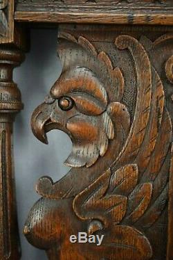 Antique French Hand Carved Oak Wood Wall Panel of Griffin Chimera Sphinx 1