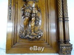 Antique French Hand Carved Solid Walnut Wood Door Panel Finely Carved- Gladiator