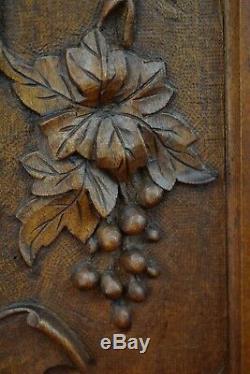 Antique French Hand Carved Walnut Wood Wall Panel Door of Wine Bunch of Grapes