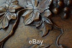 Antique French Hand Carved Walnut Wood Wall Panel Door of Wine Bunch of Grapes