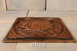 Antique French Hand Carved Wood Breton Couple Panel Salvaged Architectural