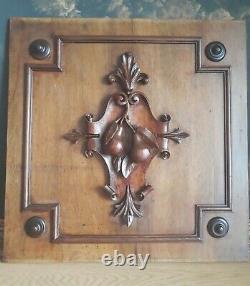 Antique French Hand Carved Wood Furniture Door Panel