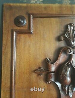 Antique French Hand Carved Wood Furniture Door Panel