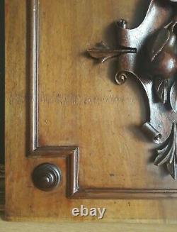 Antique French Hand Carved Wood Furniture Door Panel