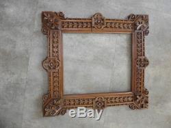 Antique French Hand Carved Wood Openwork Panel Black Forest Frame sculpt retro