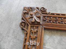 Antique French Hand Carved Wood Openwork Panel Black Forest Frame sculpt retro