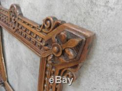 Antique French Hand Carved Wood Openwork Panel Black Forest Frame sculpt retro