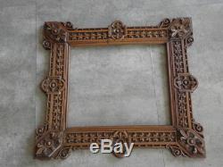 Antique French Hand Carved Wood Openwork Panel Black Forest Frame sculpt retro