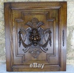 Antique French Highly Carved Panel Wanult Wood Salvage Devil Face