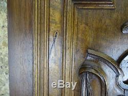 Antique French Highly Carved Panel Wanult Wood Salvage Devil Face