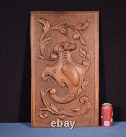 Antique French Highly Carved Panel in Oak Wood Salvage