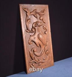 Antique French Highly Carved Panel in Oak Wood Salvage