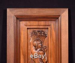 Antique French Highly Carved Panel in Walnut Wood Salvage withFigure