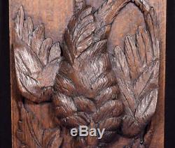 Antique French Hunting Style Carved Panel in Solid Oak Wood withBird 1