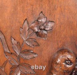Antique French Hunting Style Carved Panel in Solid Walnut Wood withBird Salvage 2