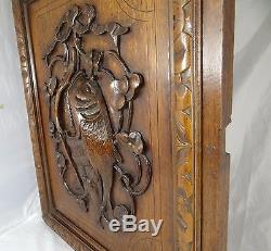 Antique French Large Oak Carved Wood Architectural Panel Door-Hunting scene Fish
