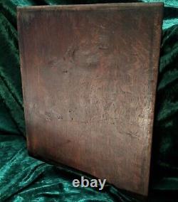 Antique French Oak Wood Panel Salvaged Hand Carved Bretons Figurine