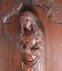 Antique French Panel 28 Tall Saint Woman Carved Oak Wood 1800s. 19thc