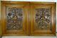 Antique French Pair Hand Carved Walnut Wood Panel Wall Plaque Renaissance Style