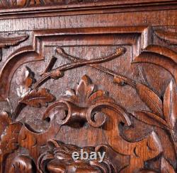 Antique French Panel in Solid Oak Wood with Lion Face Highly Carved