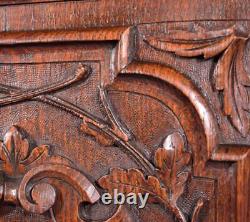 Antique French Panel in Solid Oak Wood with Lion Face Highly Carved