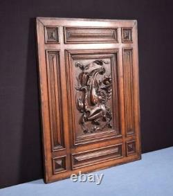 Antique French Panel in Solid Walnut Wood Highly Carved