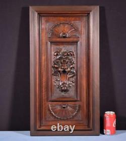 Antique French Panel in Solid Walnut Wood with Lion Face Highly Carved 1