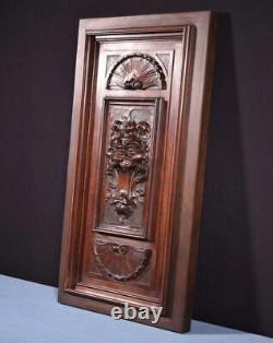 Antique French Panel in Solid Walnut Wood with Lion Face Highly Carved 1