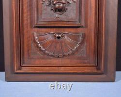 Antique French Panel in Solid Walnut Wood with Lion Face Highly Carved 1