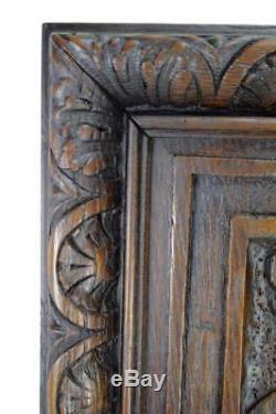 Antique French Renaissance Style Hand Carved Oak Wood Lion Panel 1