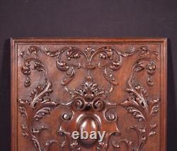 Antique French Solid Walnut Wood Highly Carved Panel with Intricate Design