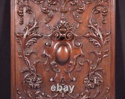 Antique French Solid Walnut Wood Highly Carved Panel with Intricate Design