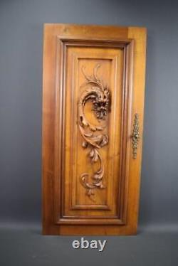 Antique French Victorian Hand Carved Wood Wall Door Panel with Griffin Chimera